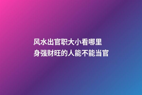 风水出官职大小看哪里 身强财旺的人能不能当官